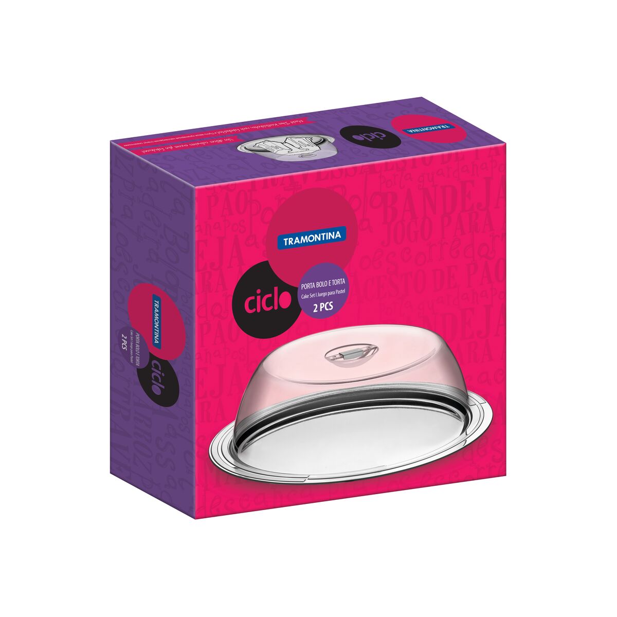 Tramontina Ciclo stainless steel cake dish with dome cover